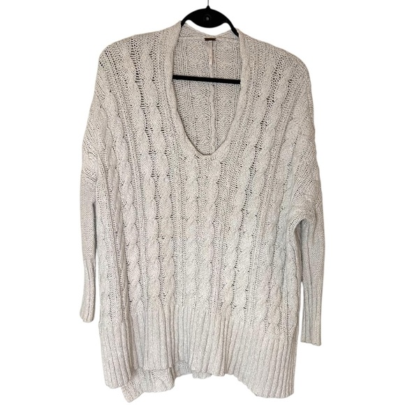 Free People Easy Cable Knit Sweater- Cream- Size Small - Picture 2 of 13